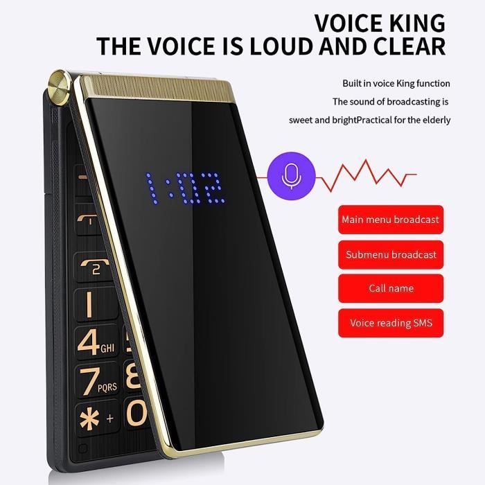 Large Button Flip Phone for Seniors - Dual 2.8 Inch LCD Screen - Loud Ringtone - Dual SIM - 5900 mAh Battery - of