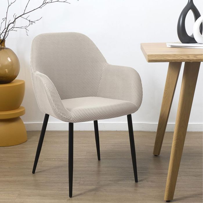 Set of 2 dining chairs in grey 3D textured mesh fabric - ELECTRON