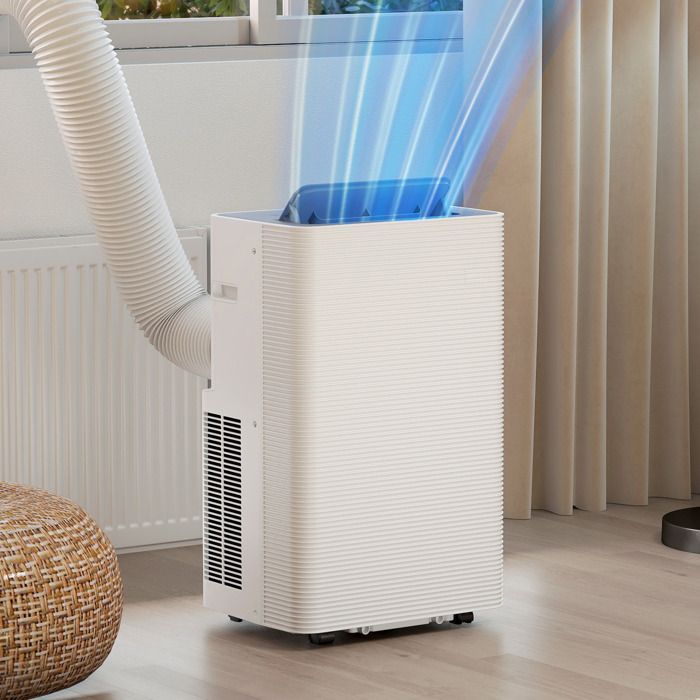Aire acondicionado portátil - HOMCOM - 12000 BTU - Refrigeración, deshumidificación, ventilador, modo nocturno - ABS - 43,5 x 35 x 69,5 cm - Blanco