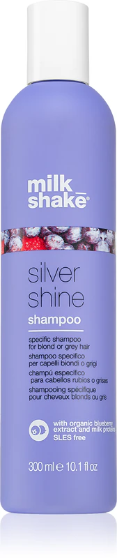 shampoo milk_shake® Silver Shine para cabelos loiros neutraliza os tons amarelados.