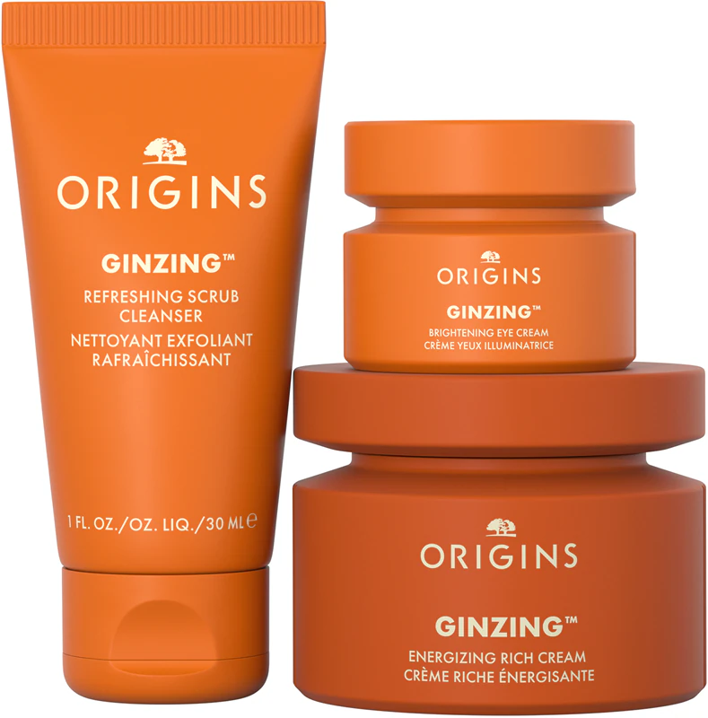 Kit de presente Origins GinZing™ Glowing Essentials para pele seca