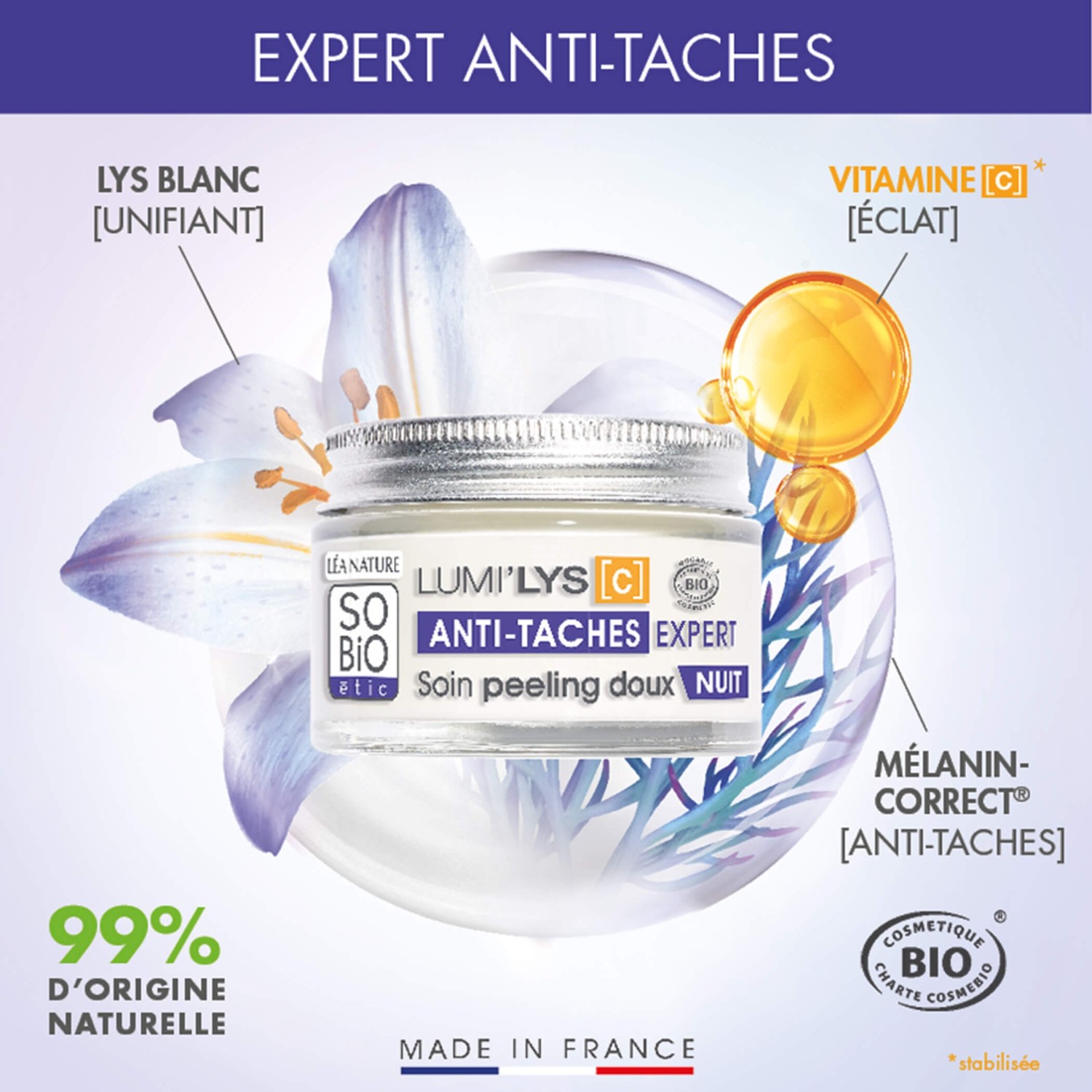 SO BiO étic Soin nuit peeling doux, Lumi'lys [C]