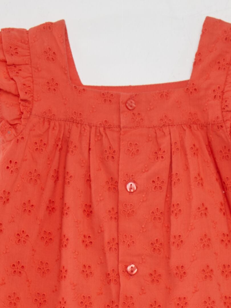 Jurk met Engelse steken - ROOD