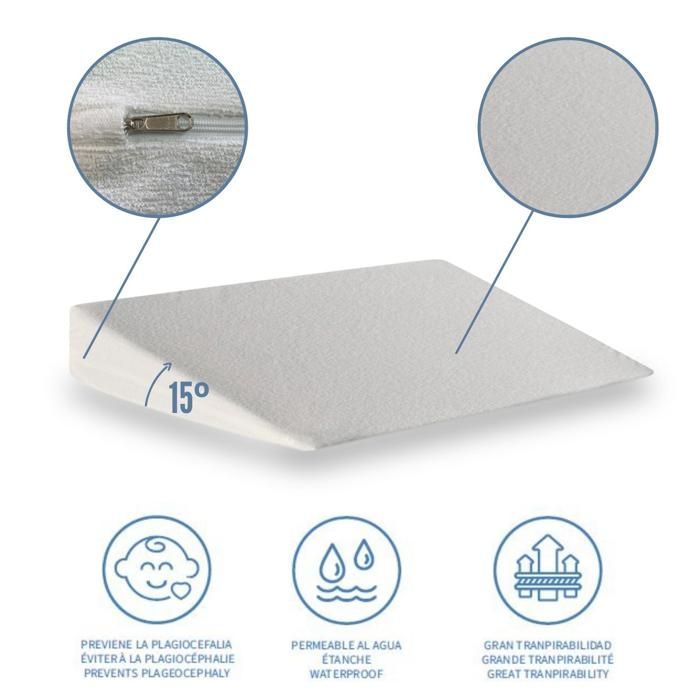 Pack de colchón ONIX de 60x120cm, 11cm de grosor + cuña inclinada de 15 grados + protector de colchón de 60x120cm