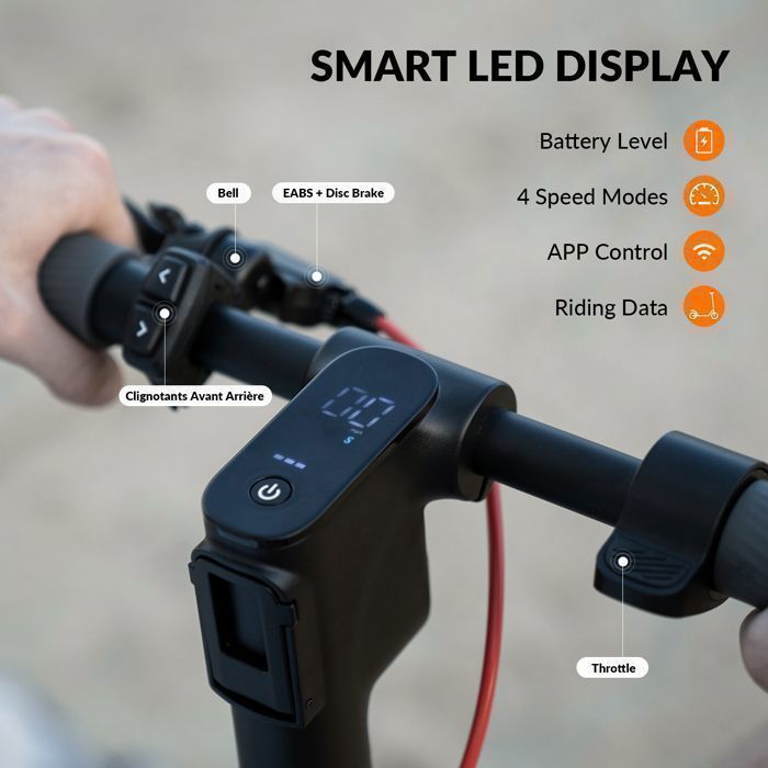 Patinete elétrico dobrável 5TH WHEEL V30PRO - Sinais de mudança de direção em LED - Rodas de 10