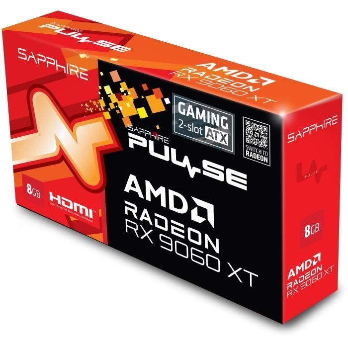 SAPPHIRE - Carte graphique - AMD RADEON™ RX 9060 XT - PULSE RX 9060 XT - 8Go
