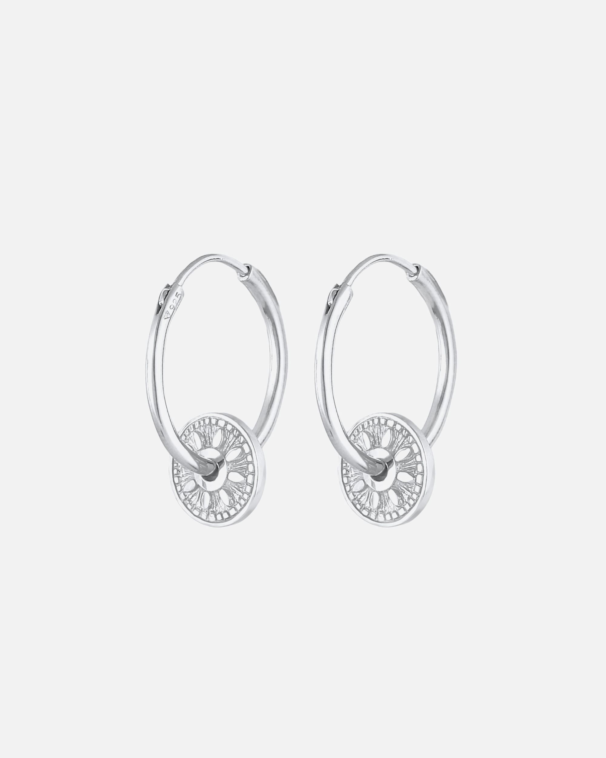 Elli Pendentif créole pour femme Pièce de monnaie soleil antique en 925/1000 argent massif