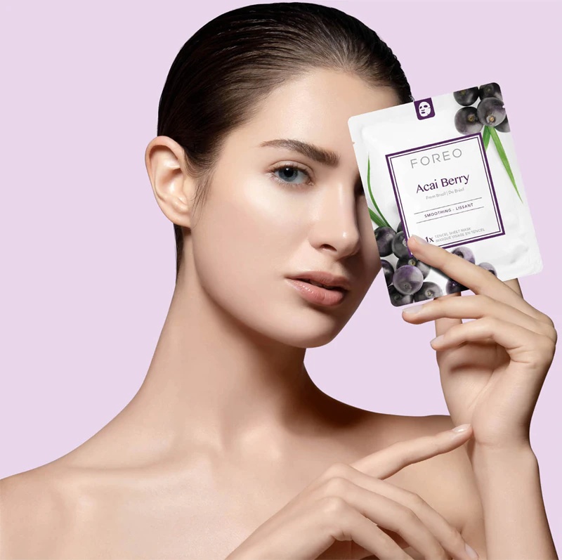 FOREO Farm to Face sejas maska ar acai ogu antioksidantu sejas masku