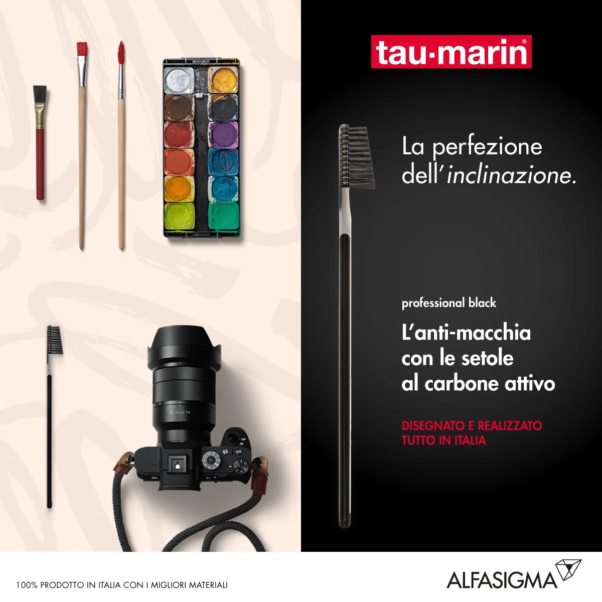 Cepillo de dientes antibacteriano negro ALFASIGMA TAU MARIN Taumarin Professional