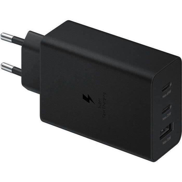 Adaptador de corriente Trio de 65 W - 2 x USB-C - 1 x USB-A - Negro - Cable no incluido