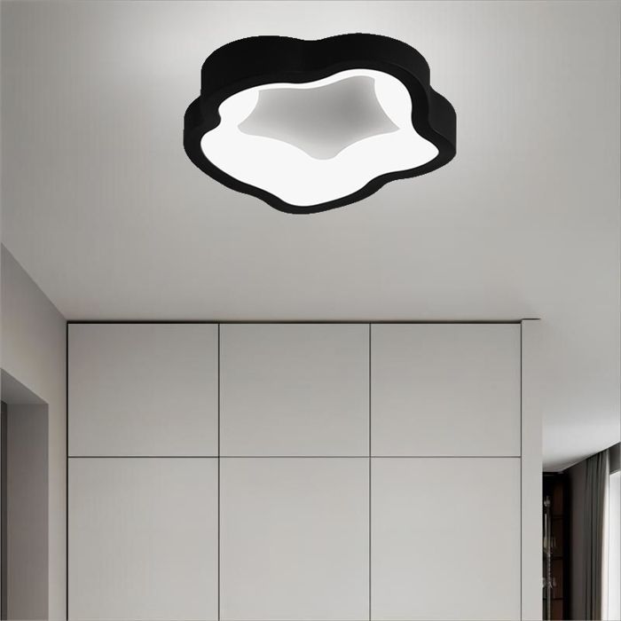 WOTTES  Plafonnier LED Moderne Noir - 14W Blanc froide Luminaire Fleur Lampe de Plafond pour Couloir Salle de bain - 1pcs Dia 23cm
