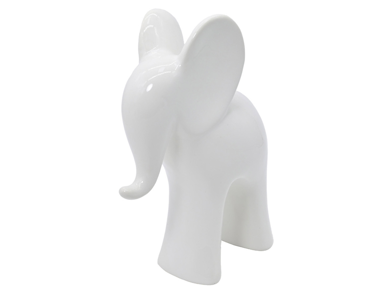 Figurka ceramiczna Słoń Lucky 17 cm biała