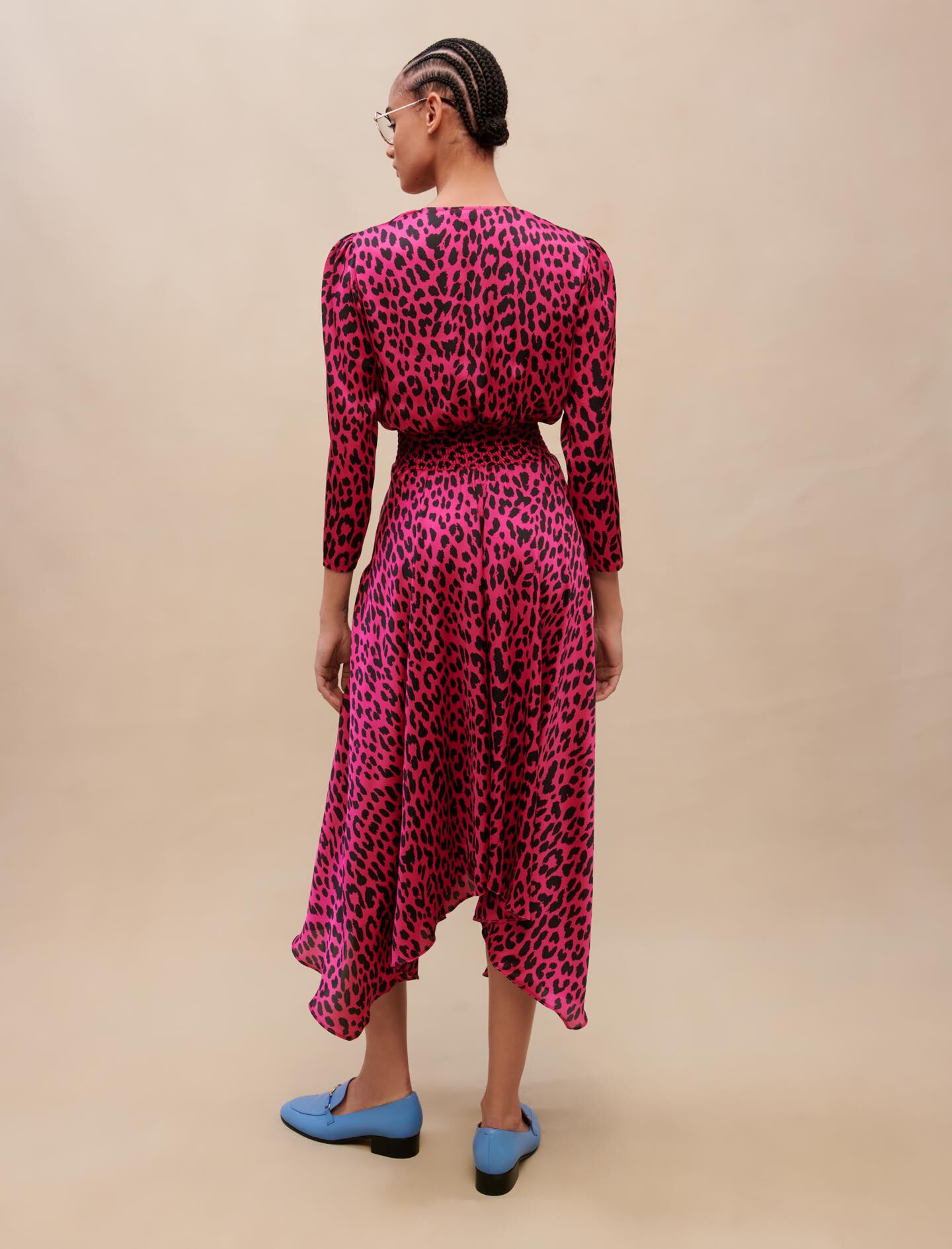 Asymmetrische jurk met luipaardprint - Fuchsia Leopard