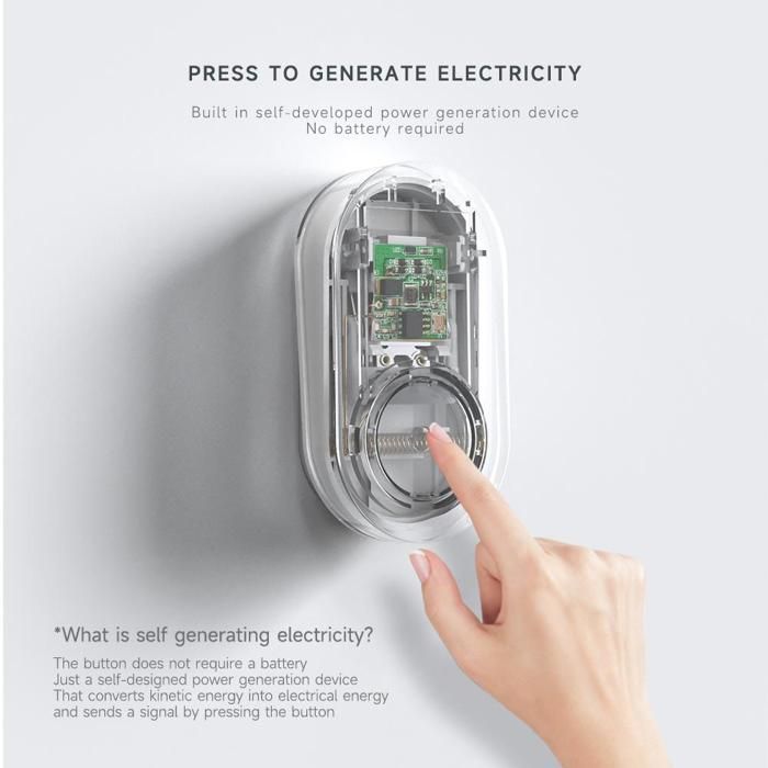 Long-range, battery-free, waterproof, self-powered wireless doorbell for home and office, Transmitter *2, Receiver *1