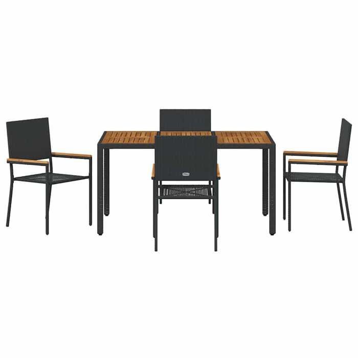 STAR SALE® Juego de mesa y sillas de jardín (5 piezas) - Resistente a los rayos UV - Poliratán negro 150x90x75 cm T84
