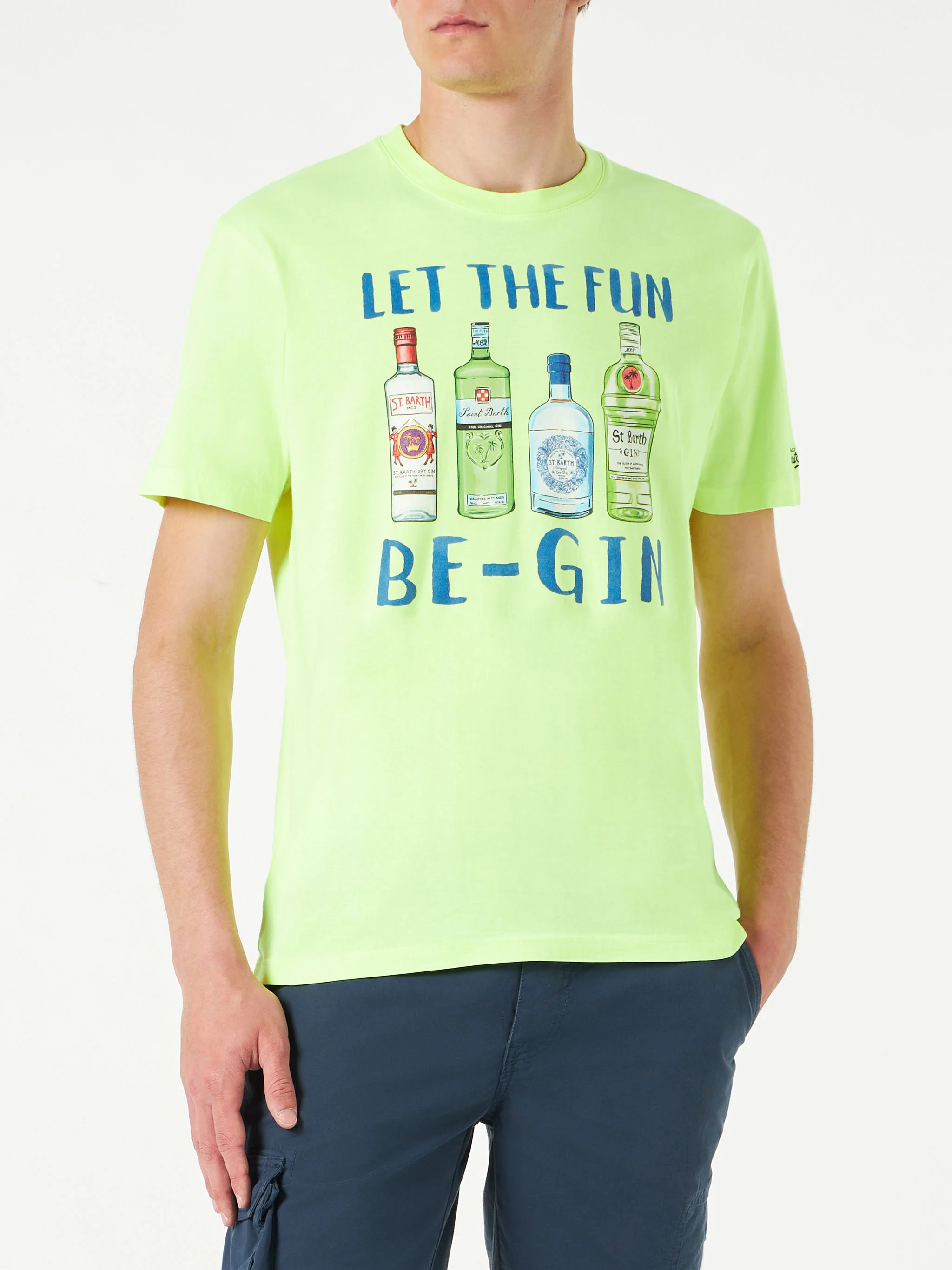 Heren katoenen T-shirt met Let the Fun Be-Gin print