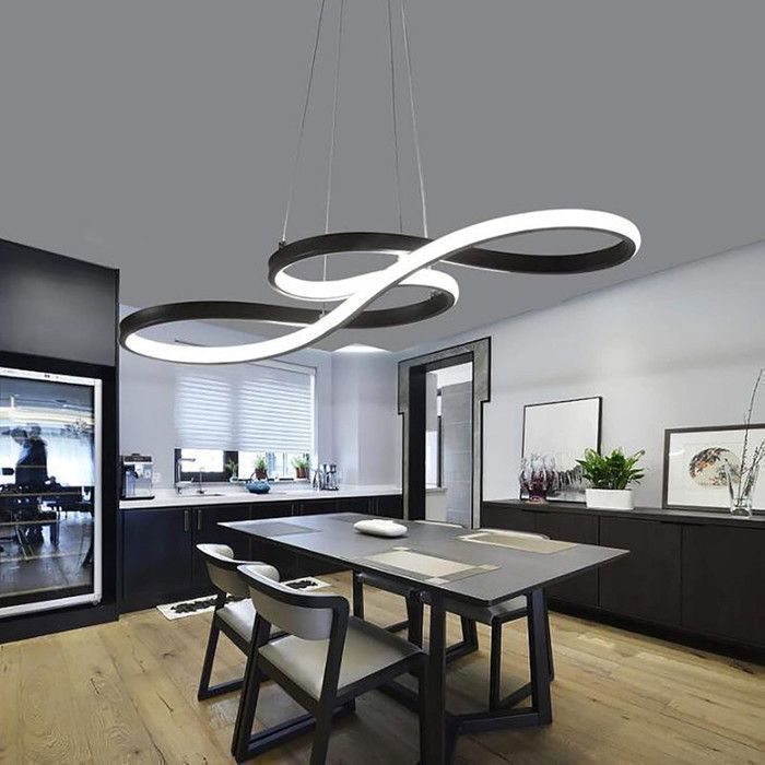 DORLINK Suspension LED Moderne 52W Noir - Dimmable avec Télécommande - Luminaire Design pour Salon Chambre Cuisine