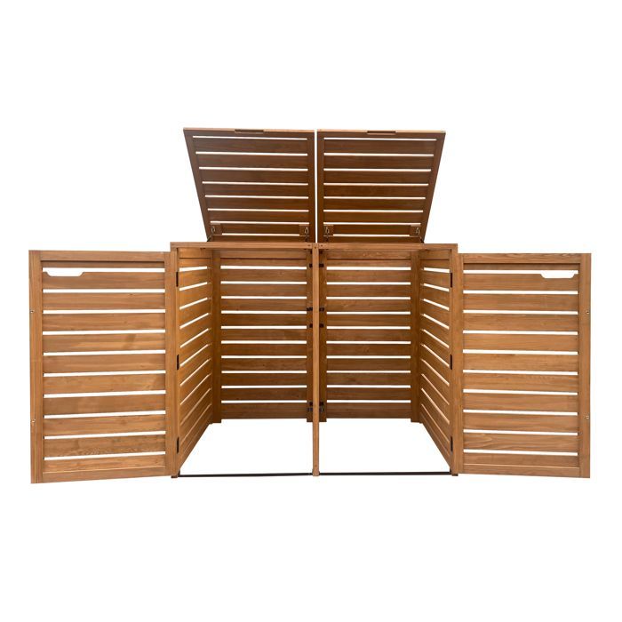 Refugio para contenedores de madera AXI Lex Brown - Recinto para 2 contenedores - Máx. 240L - Refugio para contenedores de exterior con excelente
