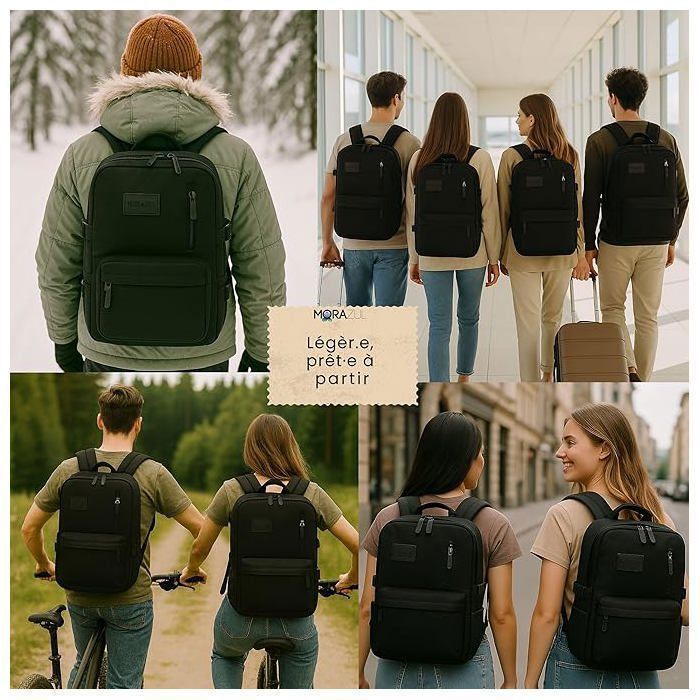 Mochila de cabina 40x30x20 Ryanair Transavia Vueling expandible EasyJet 45x36x25 compartimento para portátil negro mujer hombre fin de semana