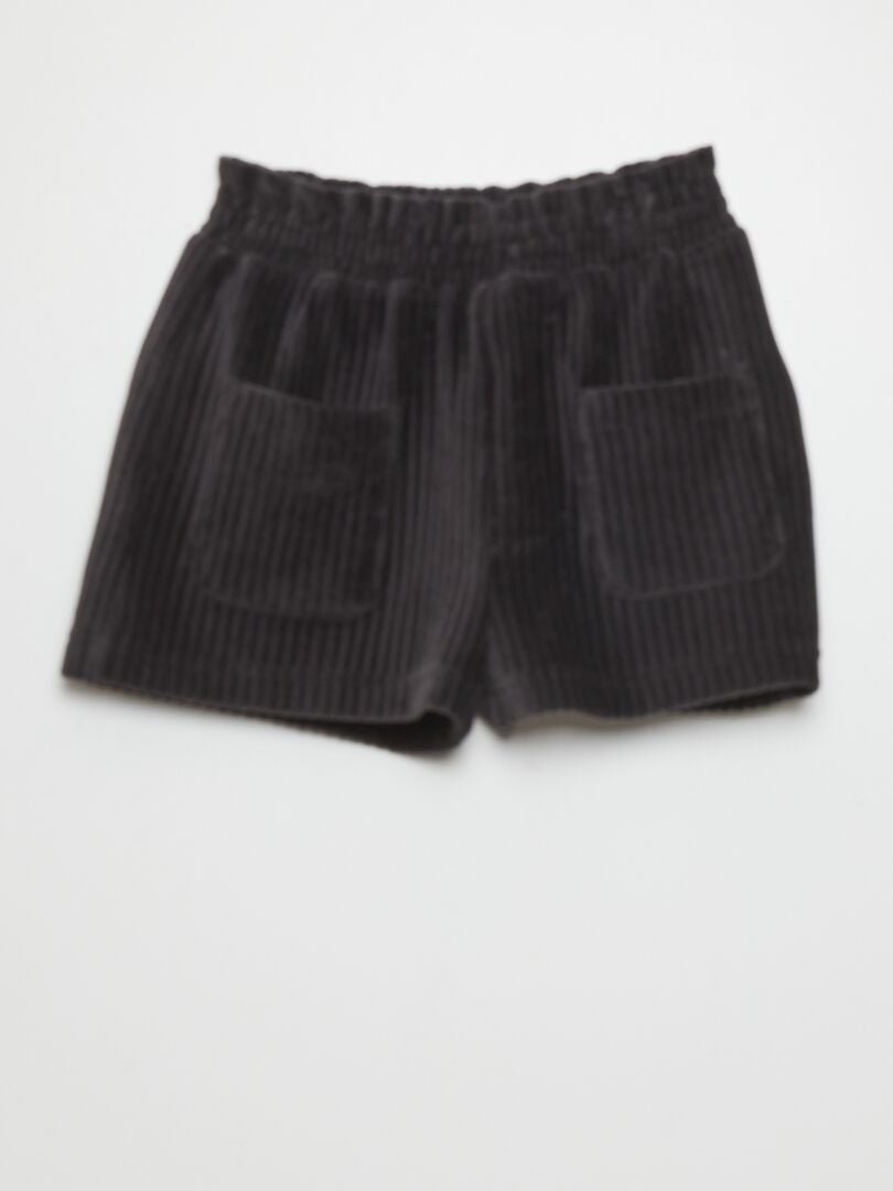 Pantalones cortos de punto de terciopelo - NEGRO