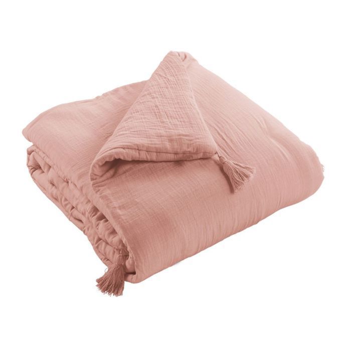 Bed runner 90x200 cm Cotton gauze Pink