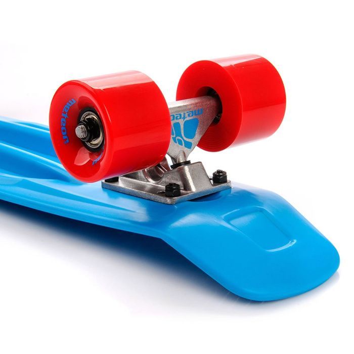 METEOR Kids Skateboard - Retro Deck - Non-slip - Blue/Red