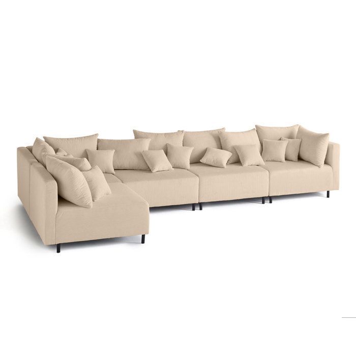 Edinburgh – Wendbares 5-Sitzer-Ecksofa – in Cord – Beige