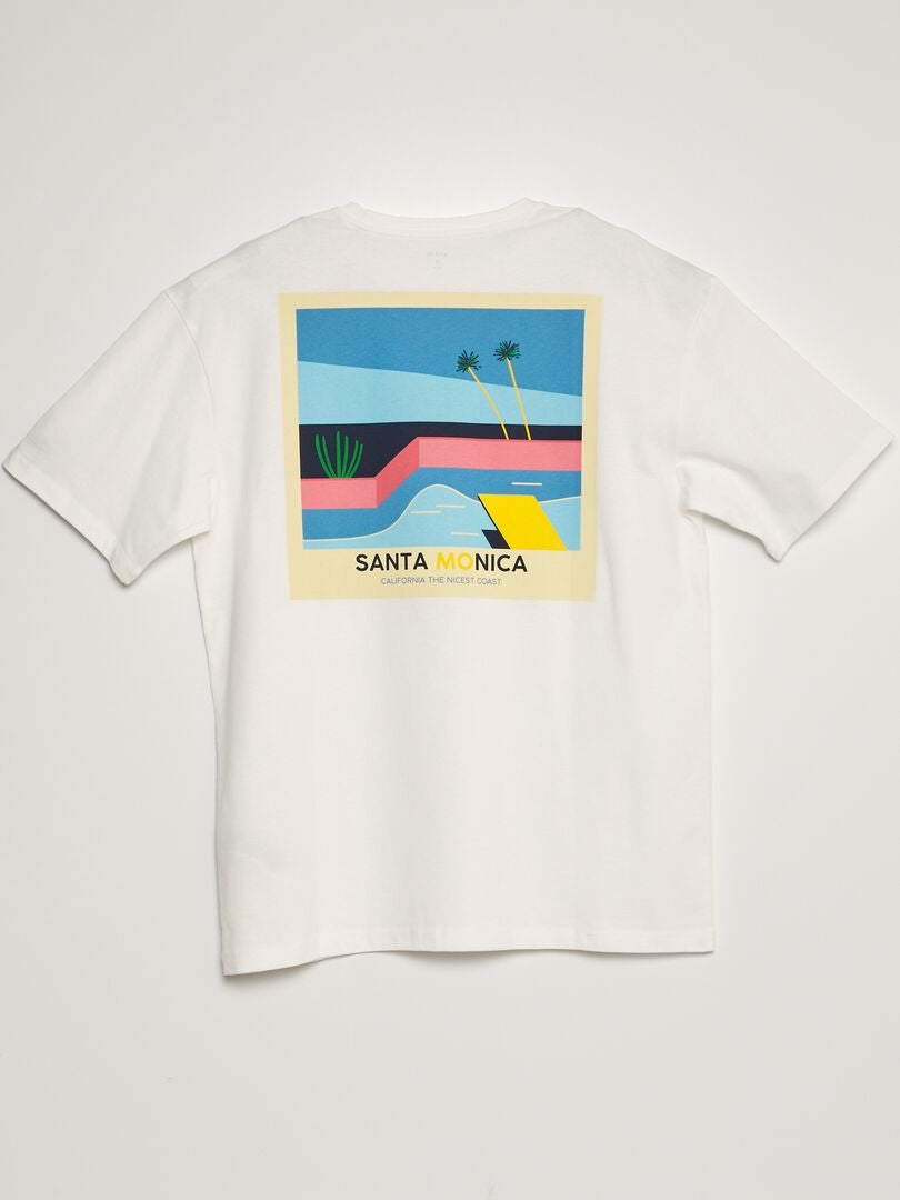 Camiseta estampada de cuello redondo - BLANCA