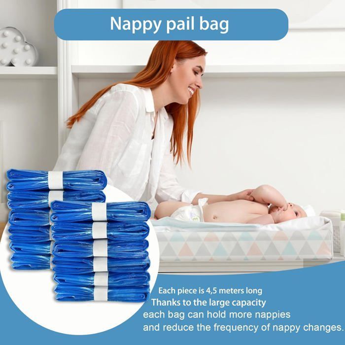 Recharge Poubelle a Couche - AQSACOKIYA - sac Compatibles Twist And Click Avec Octogonales pour 4,5 m - 12 Pièces