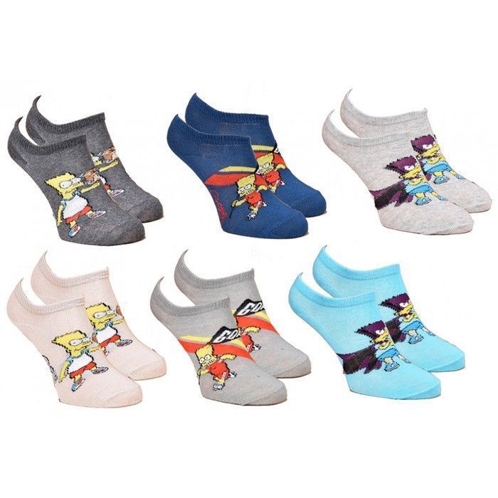 Calcetines infantiles - OZABI - Licencia de Los Simpson - Paquete de 3 pares - Algodón - Multicolor - Varios tamaños