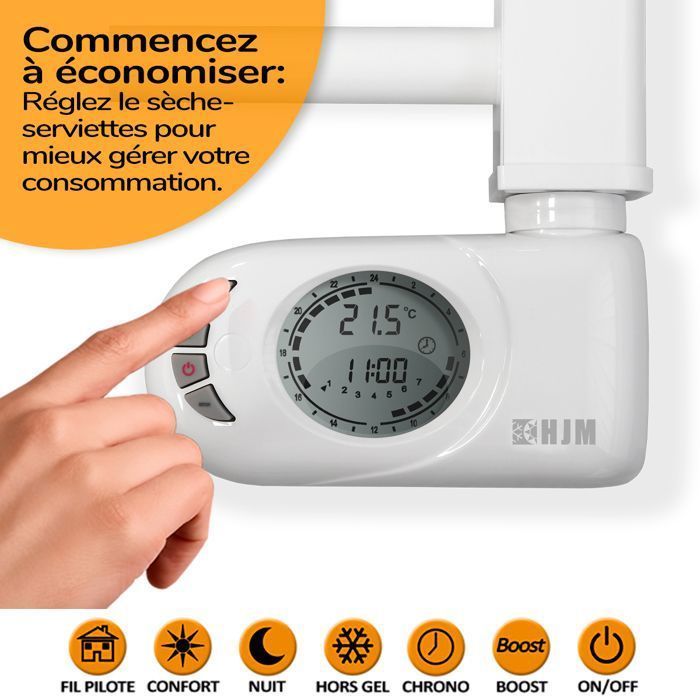 HJM Elektrischer Trocken-Inertia-Handtuchwärmer, 750 W, Noor, Weiß