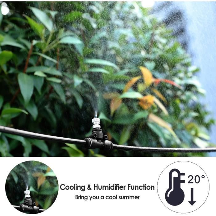 Kit d'irrigation, Système de Refroidissement Brumisateur Extérieur, Misting Micro Drip Kit Idéal pour Jardin Patio (8M)