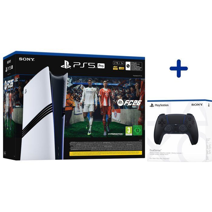 Paquete PS5 Pro: Consola PlayStation 5 Pro + FC26 (código en la caja) + 2.º mando DualSense negro