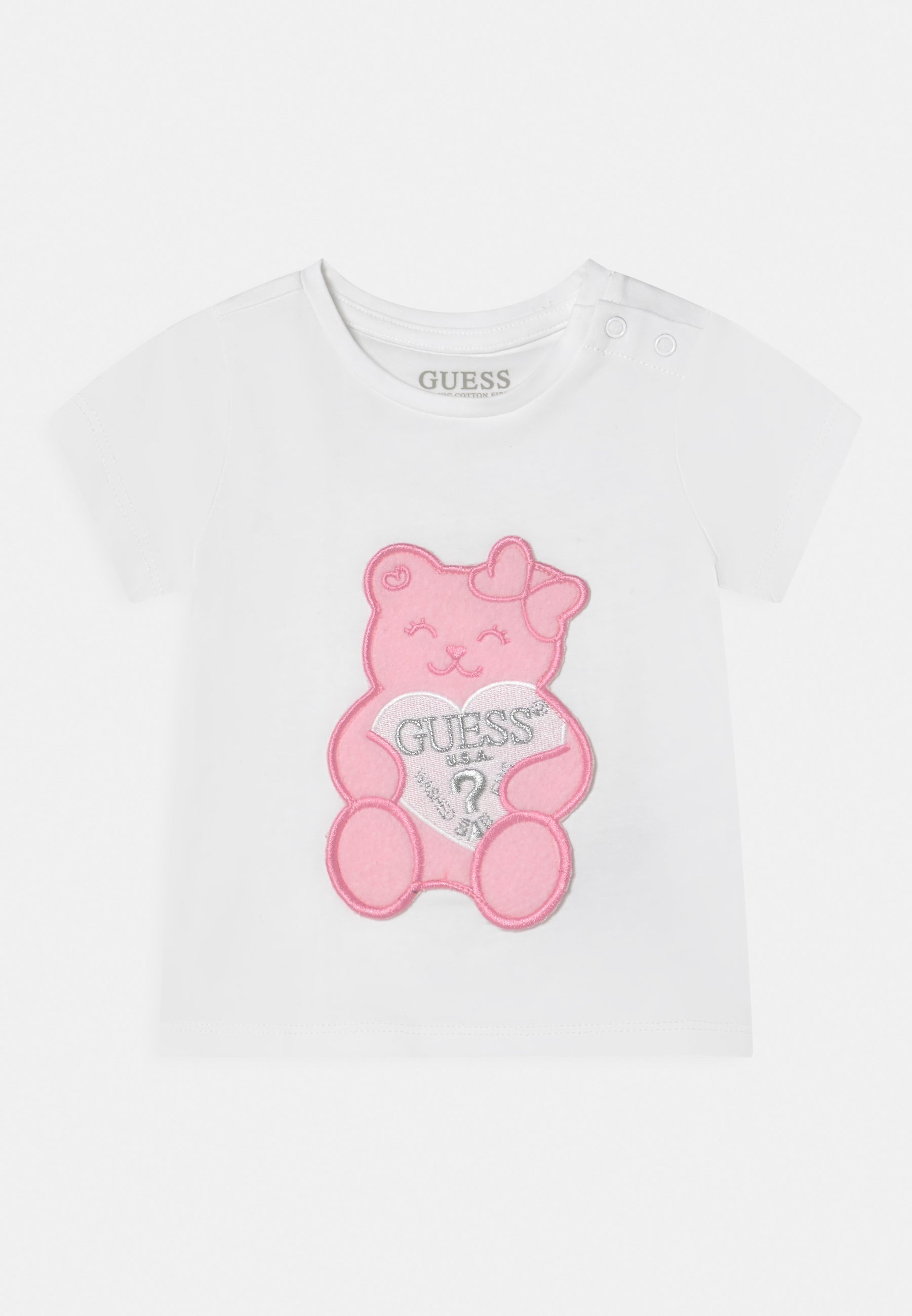 Guess TODDLER BEAR - Koszulka z nadrukiem - prawdziwa biel