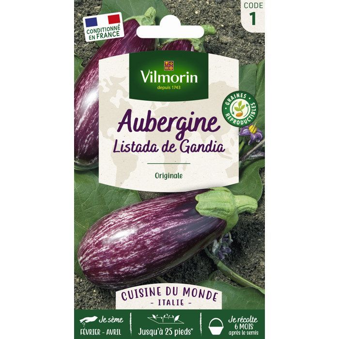 Semillas - Vilmorin - Berenjena Listada de Gandia - Cocina del Mundo
