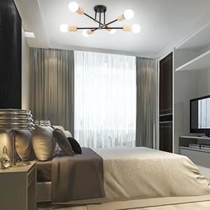 UNI Plafonnier 6x E27 Luminaire Vintage Industrielle Lustre pour Cuisine Chambre Salon en bois