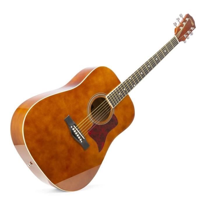 Max SoloJam – Akustikgitarre für erwachsene Anfänger – Dunkles Naturholz, Stahlsaiten, digitales Stimmgerät, Tragetasche…