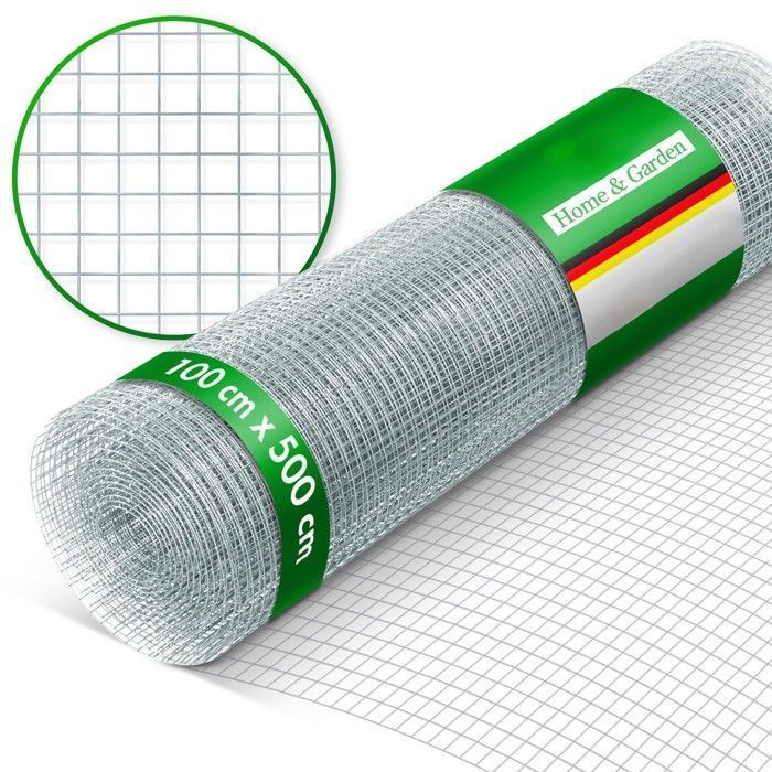 Recinzione metallica 100 cm x 5 m, maglia fine, zincata, dimensione maglia: 6,3 x 6,3 mm