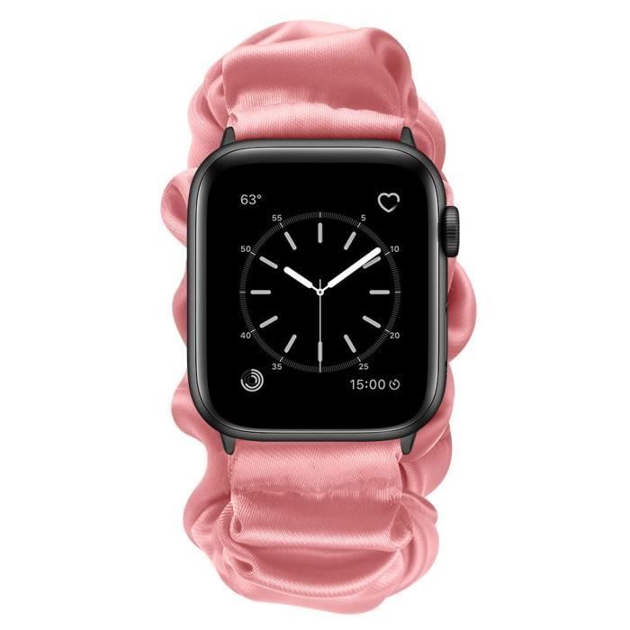 Stijl B stoffen haarband, elastische smartwatchband voor Apple Watch 4-5-6-SE 40mm 1-2-3 38mm S - Lichtroze