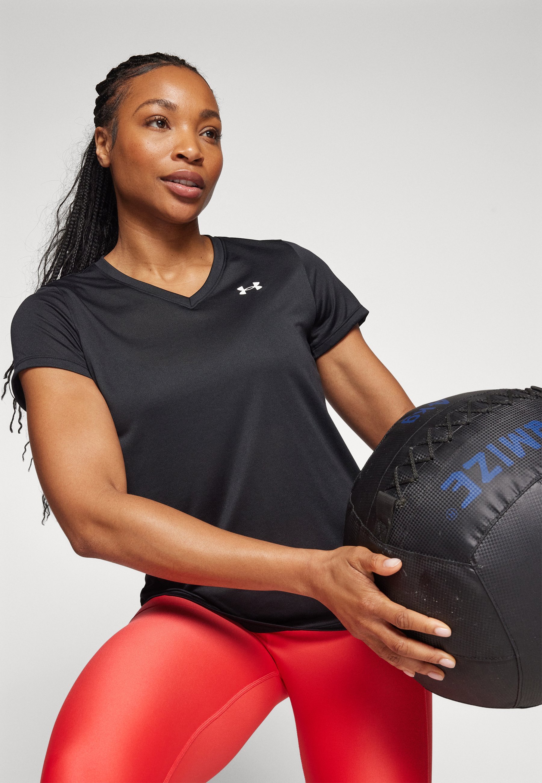 Under Armour SOLID - Sport T-shirt - zwart/wit