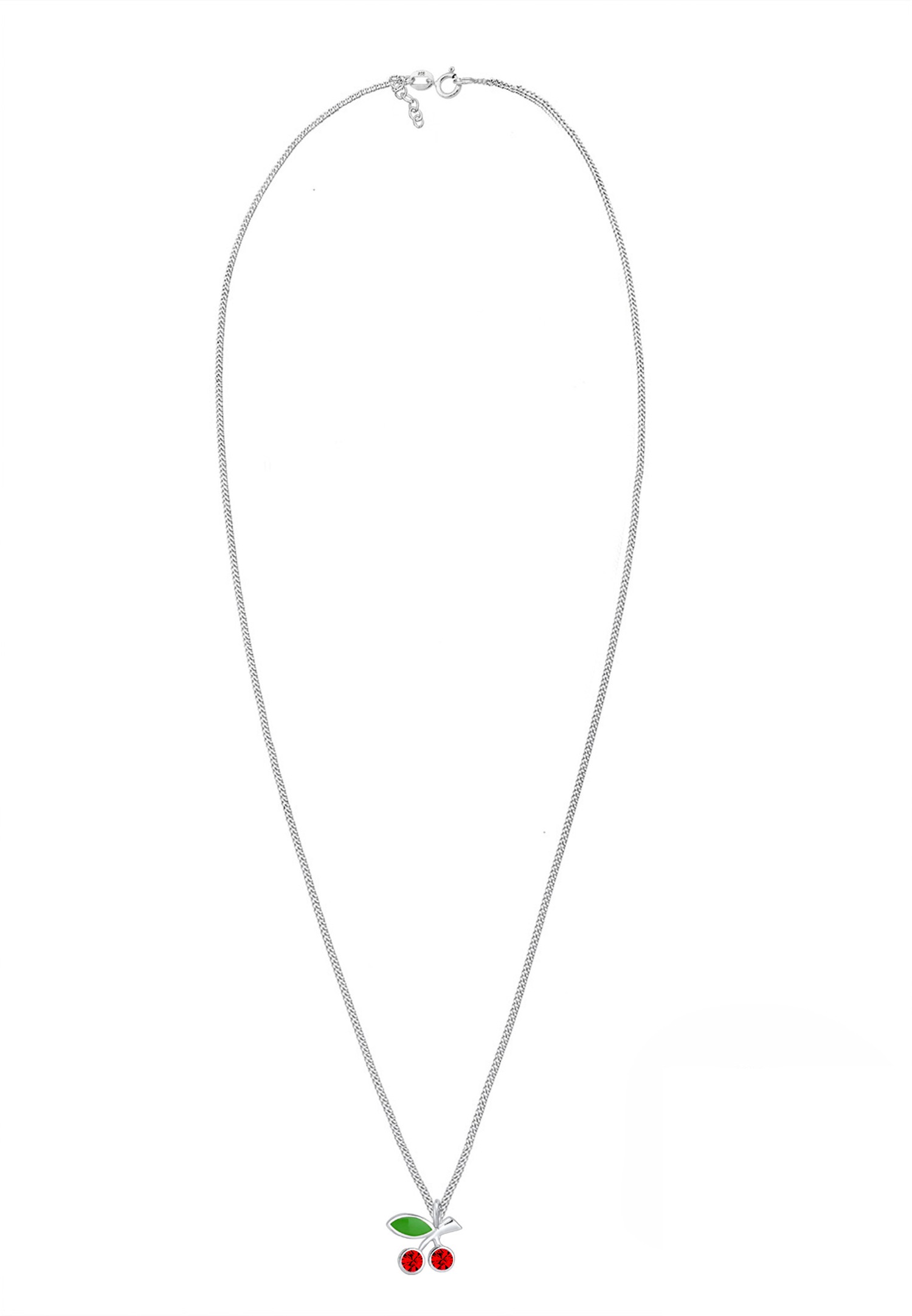 Elli Cerise Pendentif avec Cristaux Mignon Collier Enfants - (925/1000) Argent