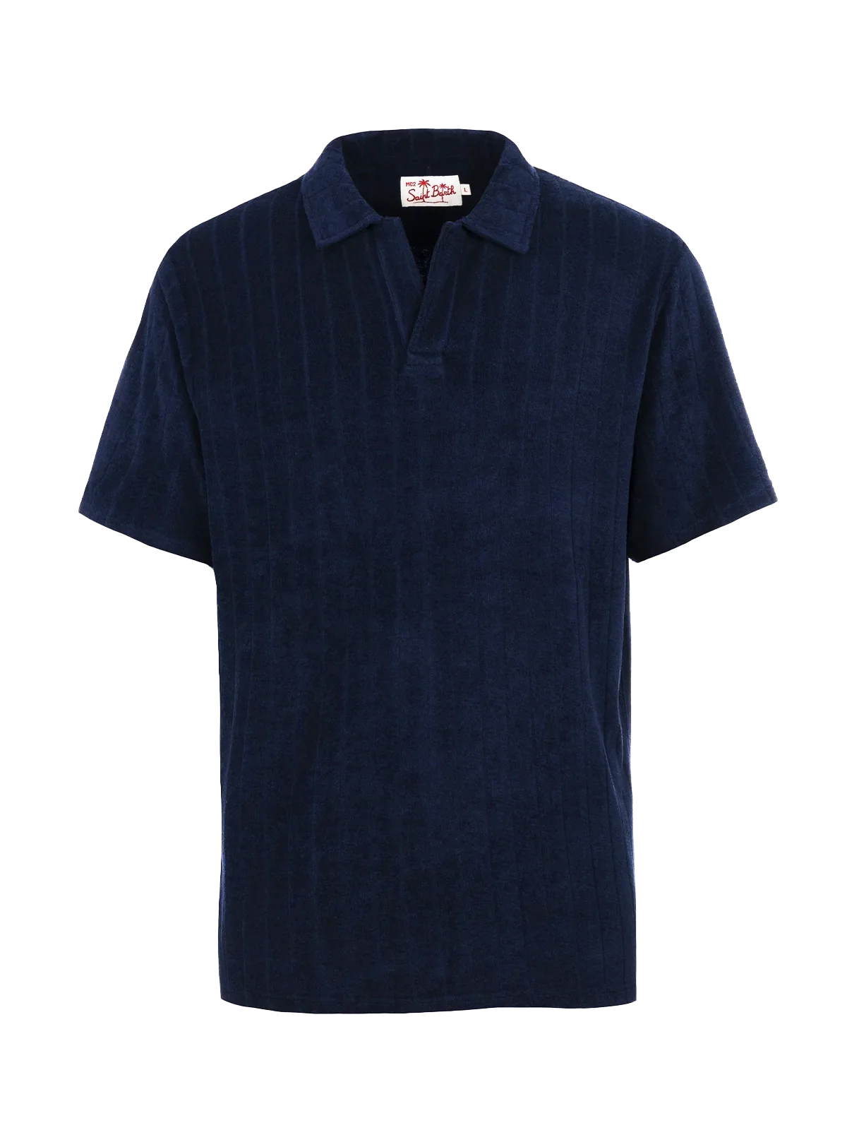 Jeremy herenpolo van geribbeld blauw badstof