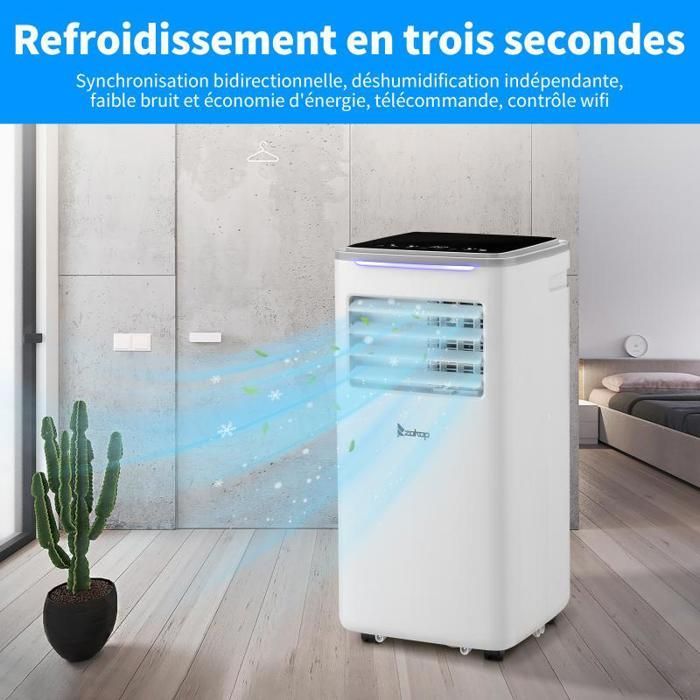 Condizionatore d'aria portatile da 10000 BTU 2,9 kW - Controllabile tramite app - Timer 24 ore - 3 in 1