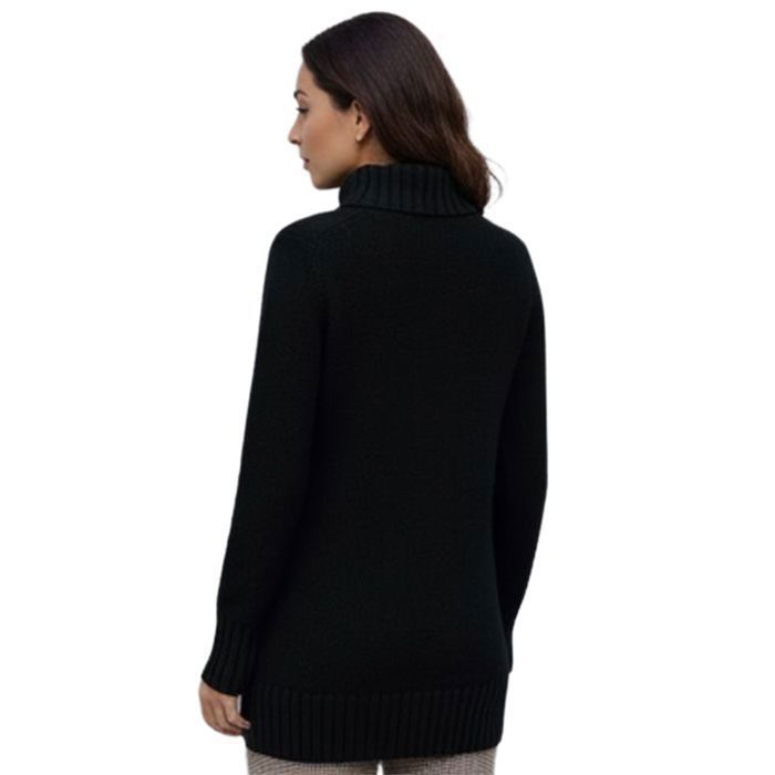 Pull femme col roulé - JESSY LINE - Noir - Long torsadé - Manches longues - Taille S/M