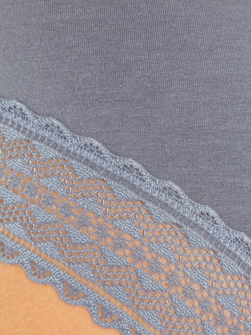 Conjunto de 3 bragas de algodón y encaje - AZUL