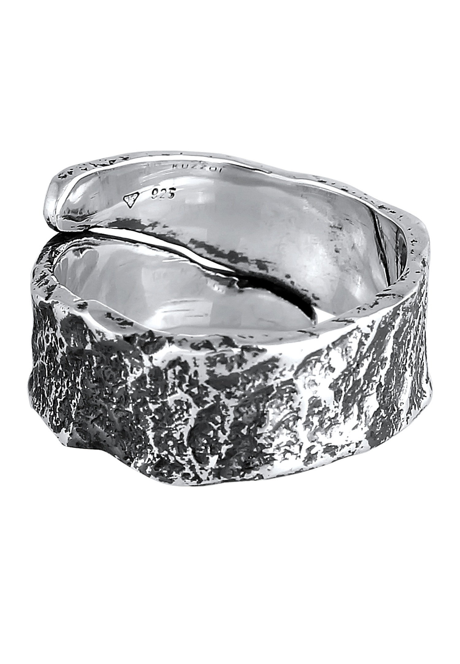 KUZZOI Bague pour homme Structure usagée d'aspect oxydé en argent sterling 925
