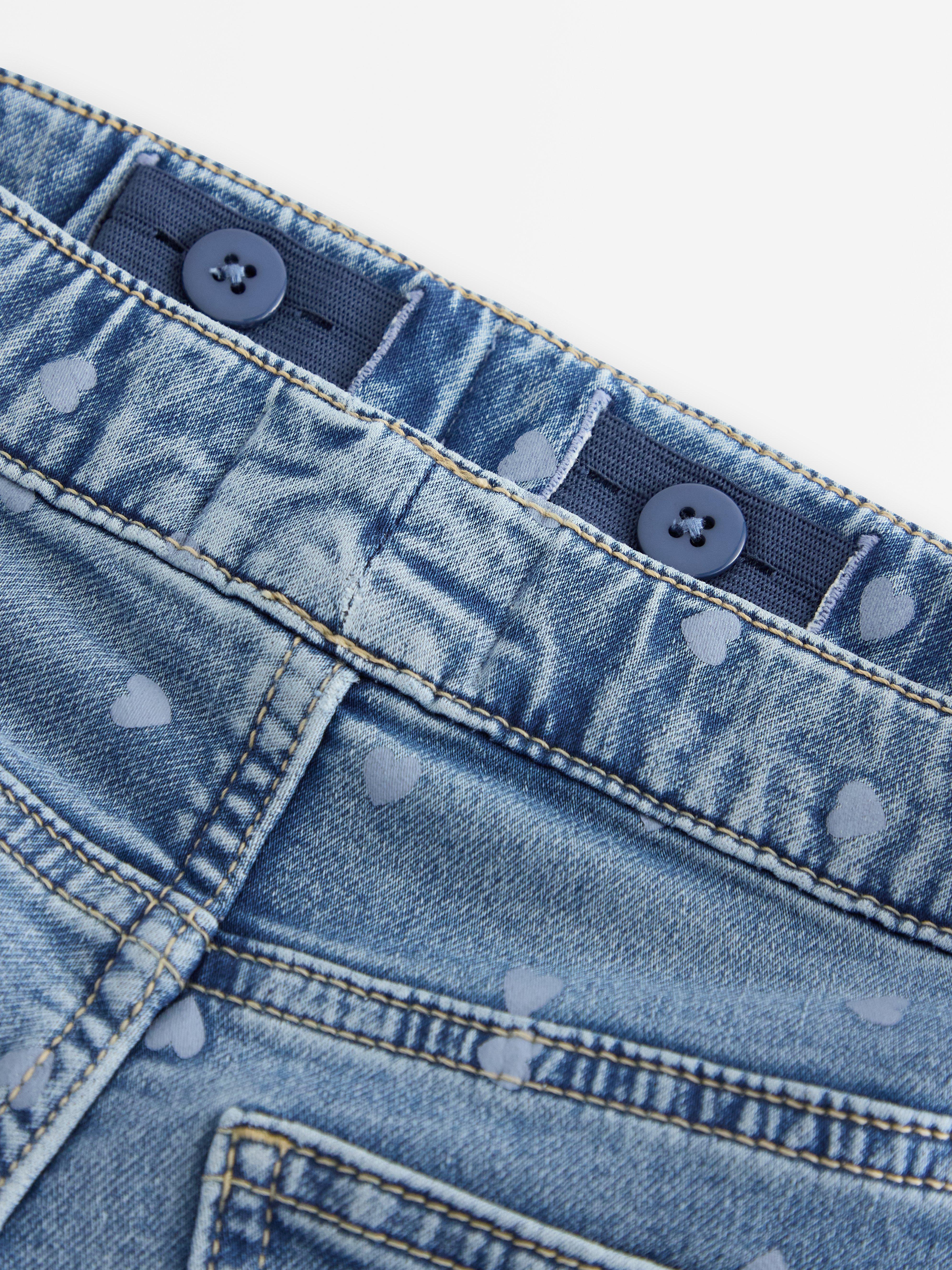 FREJA Flared jeans med hjerter Denimblå