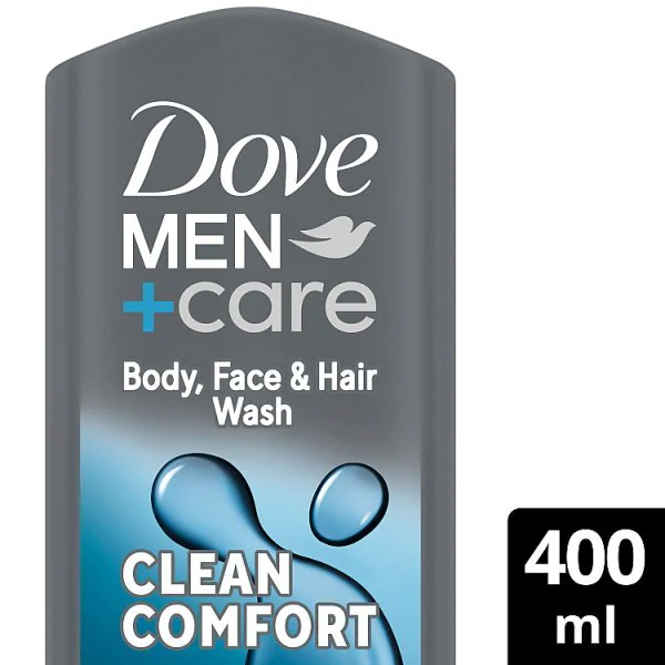 Dove men+care Feuchtigkeitsspendendes, reinigendes und komfortables Waschgel für Haar, Körper und Gesicht | Herren | Superdrug