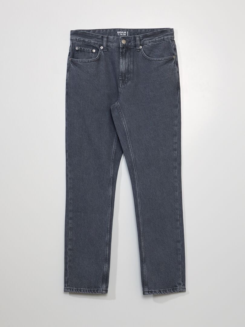 Calça jeans reta com 5 bolsos - L30 - CINZA