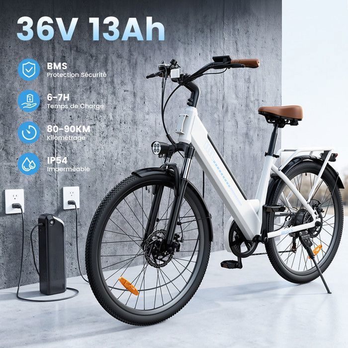 Vélo électrique UcityS, VTT Électrique Blanc 26